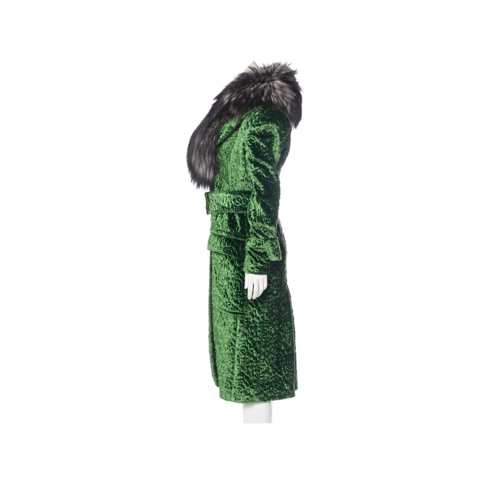 AUTHENTIC TOM FORD Forest Green Astrakan Velvet Coat w/Fox Fur collar. 6/42. - Picture 3 of 4